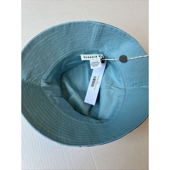 Eugenia Kim OS Toby Bucket Hat Blue White Cotton Blend Packable NWT Eugenia Kim OS Toby Bucket Hat Blue White Cotton Blend  main image 2
